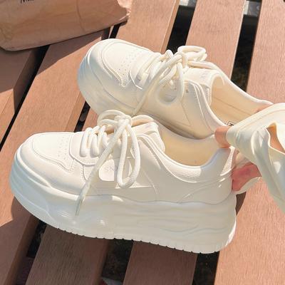 Women's White Versatile Thick-Soled Sneakers - Summer Shoes Match Skirt & Wide-Leg Pants, Style XY-A622.