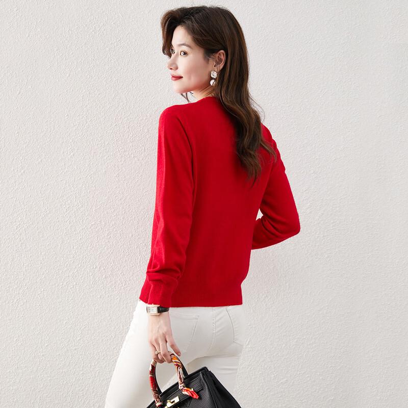 SNOWFLYING Women's Wool Blend Round Neck Pullover Sweater