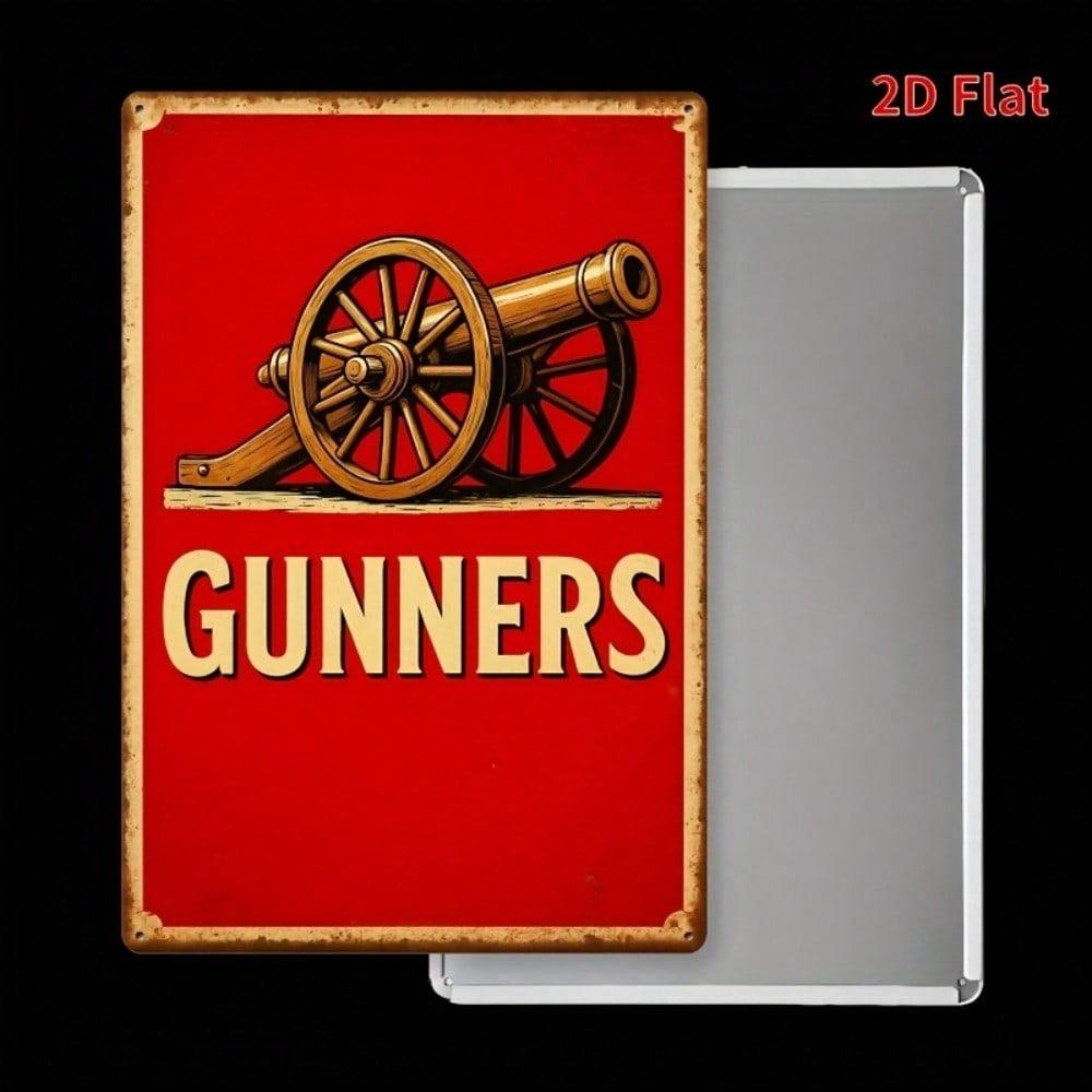 Vintage Metal Gunners Sign 8x12 Inch Rustic Tin Wall Art Red Black Decor