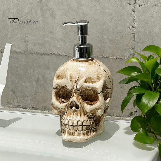 Creativo Stile Gotico Articoli da Toeletta Teschio Dispenser Bottiglia con Pompa, Grande Capacità Vinile Ricaricabile Pompa a Pressione Sapone Liquido Contenitore Lozione,