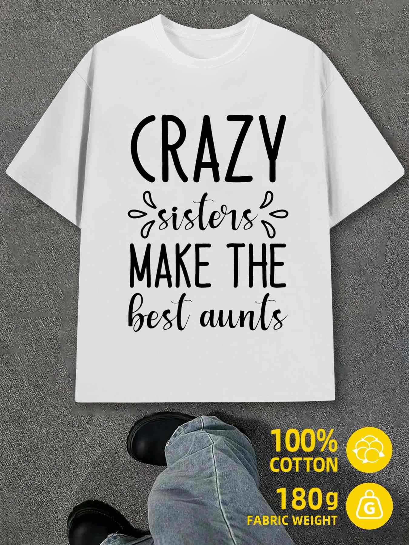 T-Shirt Y2K Crazy Sisters Aunts White Loose Fit S