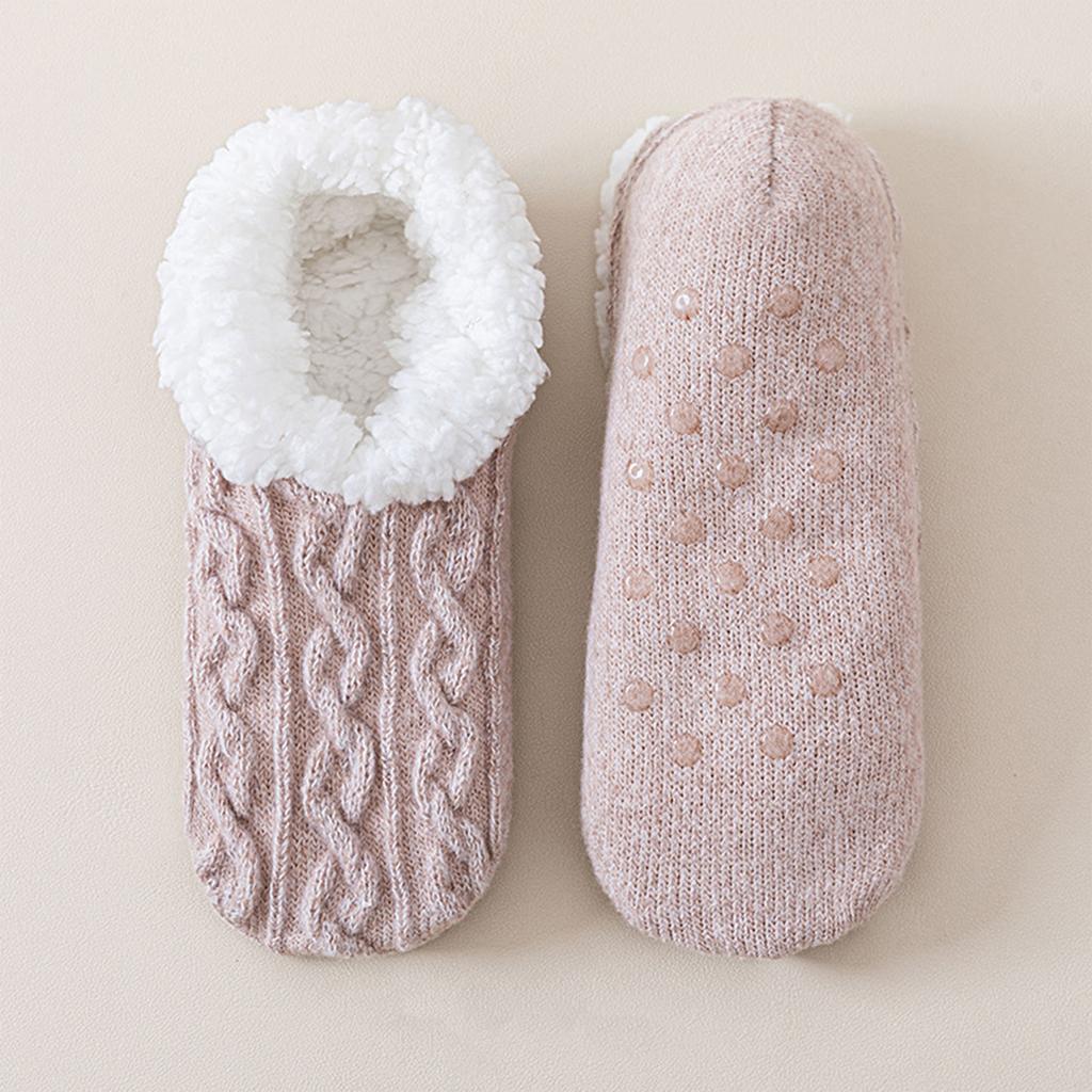 Warme gefütterte Slipper-Socken für Damen mit Noppen für den Schlaf und als Hauskleidung für drinnen
