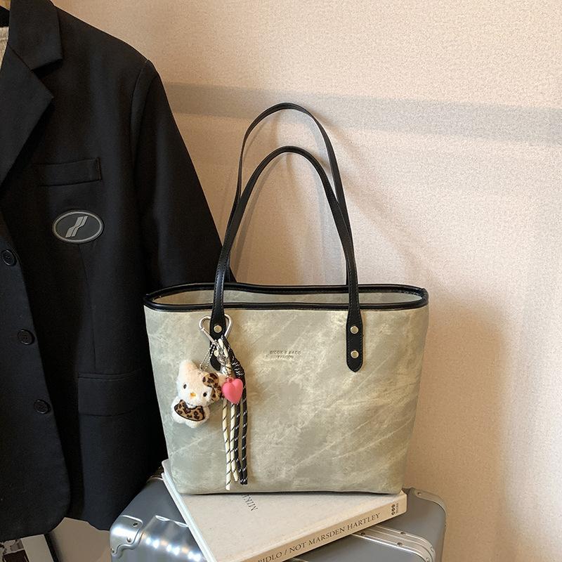 Large Capacity Denim Shoulder Bag Commuter Bag Women'S New Spring Versatile College Student Class Tote Bag