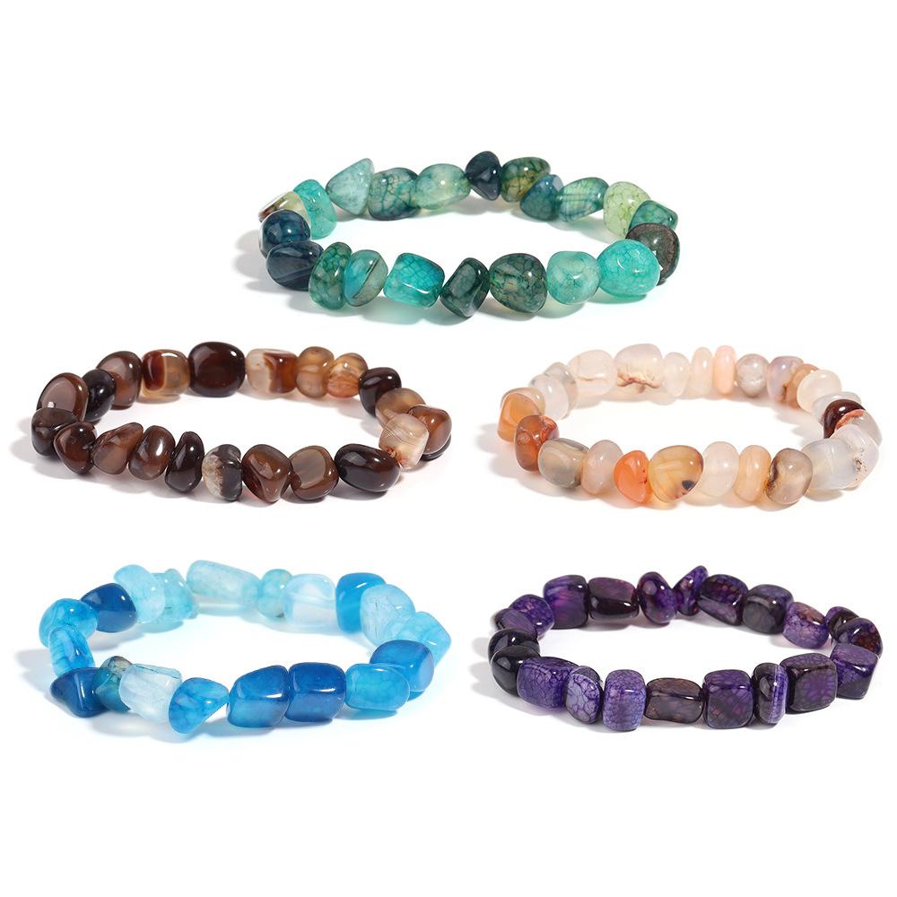 Mixed Color Dragon Vein Agate Bracelet, Irregular Special-Shaped Freeform Beads, Retro Fashion Hand Ornament