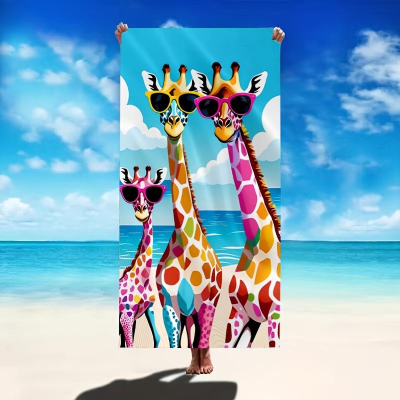 

1pc Farmhouse Style Giraffe Print Beach Towel, Super Absorbent Microfiber,, Knit Fabric, Animal Theme, Summer Holiday, W40*H60(CM)