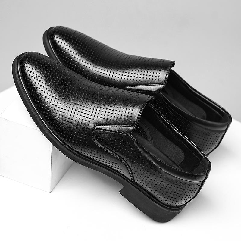 Leather shoes men's 2025 summer pedal breathable sandals business dress men's shoes dad shoes hole shoes