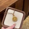Vietnamese Gold Compass Pendant Necklace for Women - National Trend Style, Versatile Fortune Disc Sweater Chain