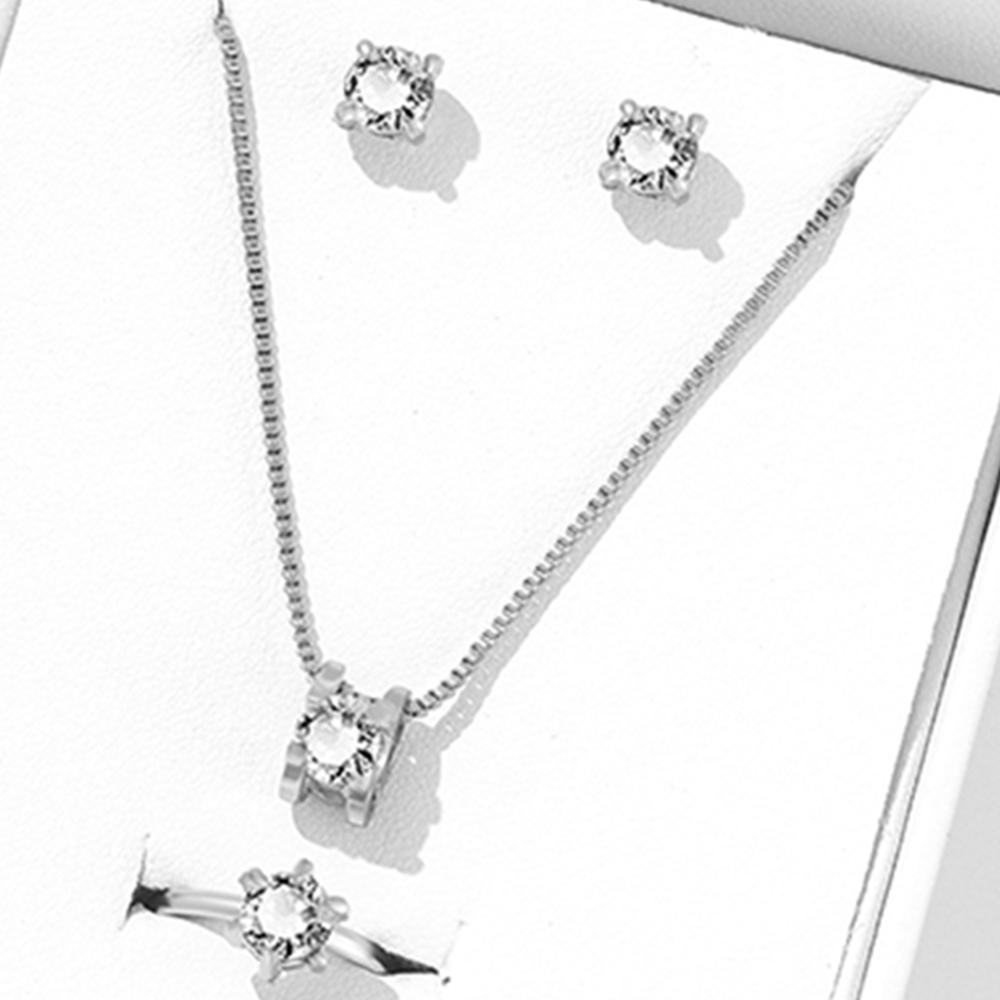 5 Piece Set Copper Zircon Fashionable And Elegant Simple And Exquisite Set Necklace Ring Earring Bracelet Combination Set