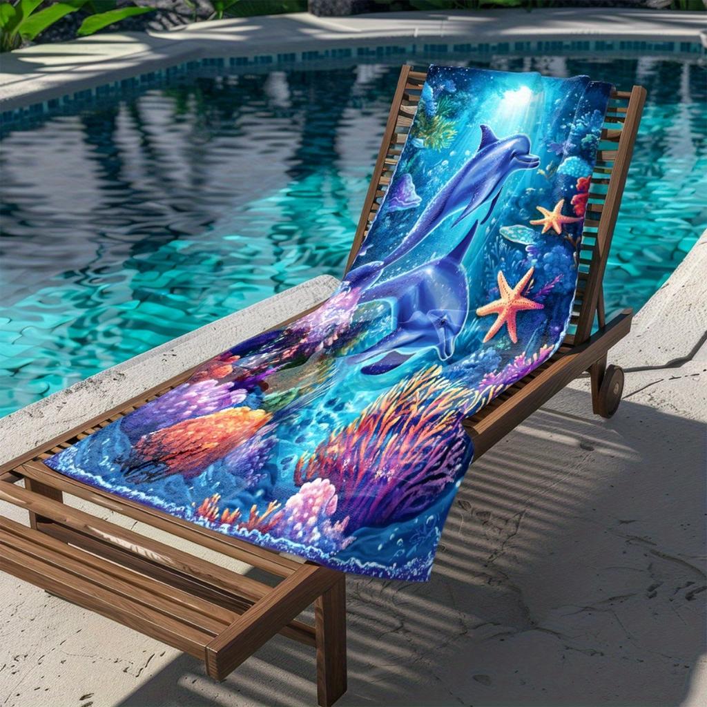 Benutzerhandtuch mit Delfinmotiv für den Strand, personalisiert, Korallenriff, Meeresleben, 160x80cm, Mikrofaser-Badetücher, Ganzjahres-Weiche, Saugfähige Decke