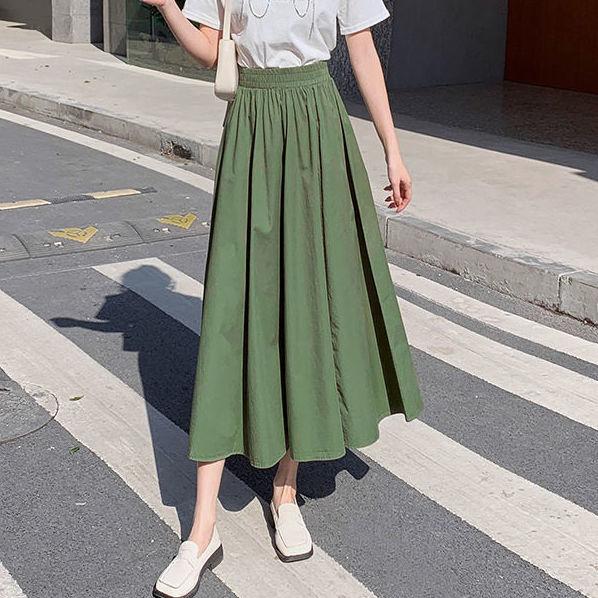 Japanischer Stil Übergröße Sommer High-Waist Slim-Fit Knielang A-Linie Schirm Midi-Rock für Damen - Premium Voll Ausgestellter Swing-Rock