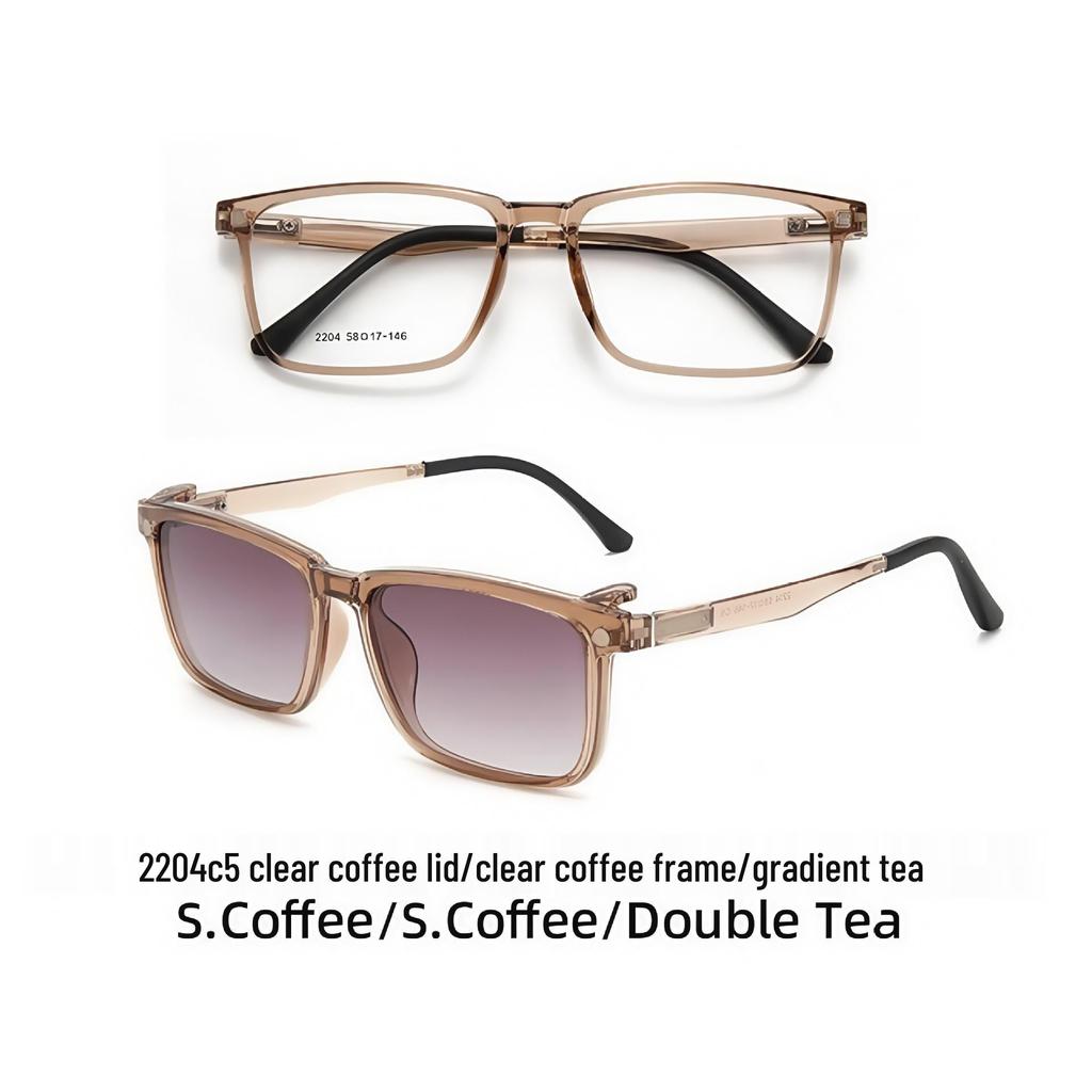 2204TR90 Large Frame Magnetic Clip-On Polarized Sunglasses with Night Vision for Men and Women