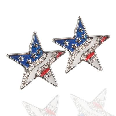 Fashion Star Shape American Flag Stud For Women Patriotic Earrings Jewelry Pendientes Friend Gifts