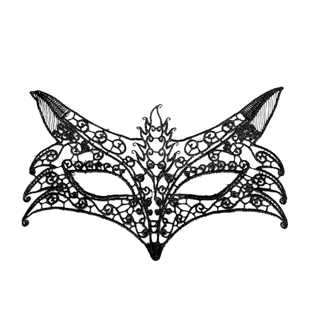Black Elegant Lace Masquerade Mask with Adjustable Ribbons for Party Prom Halloween Costume Ball Evening Wear Women Lace Mask