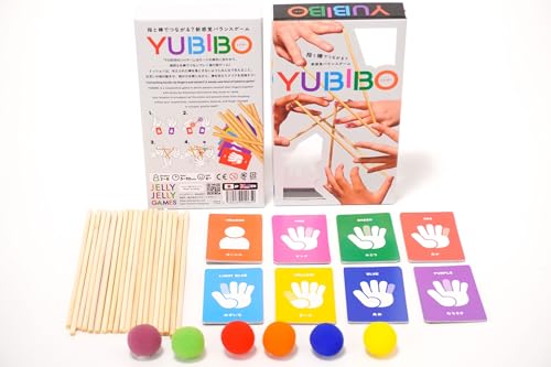 JELLYJELLYGAMES YUBIBO for 2-8 Players. Link Your Fingers and Support the Pole! A Thrilling Cooperative Balancing Game Where Dropping the Pole Ends Th
