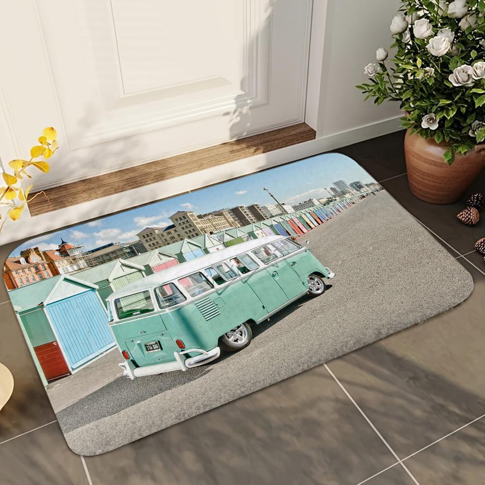 

1pc Beach Bus Bathroom Absorbent Mats Anti-Slip Mats Home Decor Supplies Carpets Home Kitchen Floor Mats 40x60cm