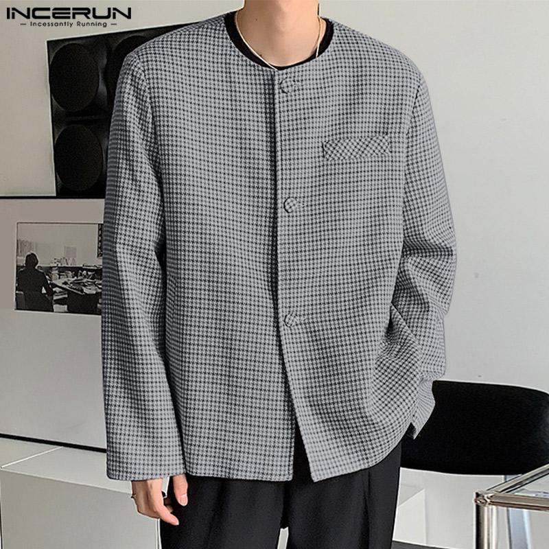 

INCERUN Весенне-Осенний мужской пиджак на пуговицах без воротника