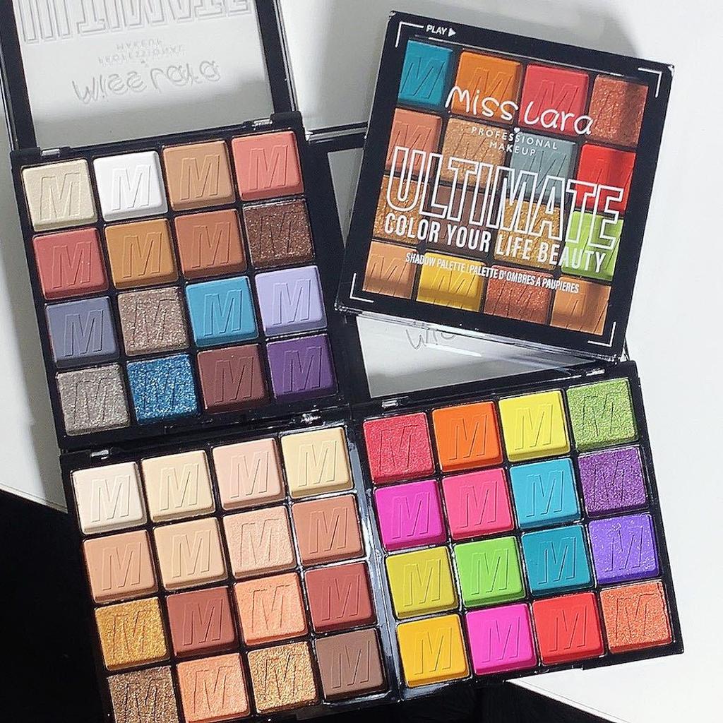 Miss Lara 16-Color Eyeshadow Palette: Shimmer & Matte Earth Tones for Daily & Stage Makeup