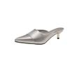 Fashion New Stiletto Pointed Toe Fashion Outside Wear Sandals and Slippers Versatile Comfortable Slip with Skirt Baotou Half Slippers