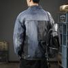 American Trendy Brand Contrasting Color Splicing Denim Jacket Men'S Loose Large Size Retro Washed Tooling Denim Jacket