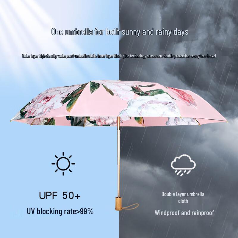 Nanqiao Double-Sided Floral Sun & Rain Umbrella