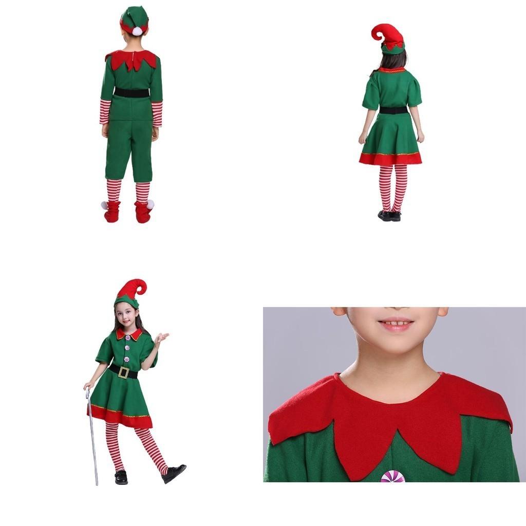 Premium Kids Christmas Elf Fancy Dress Set For Xmas Parties Cosplay Role Play