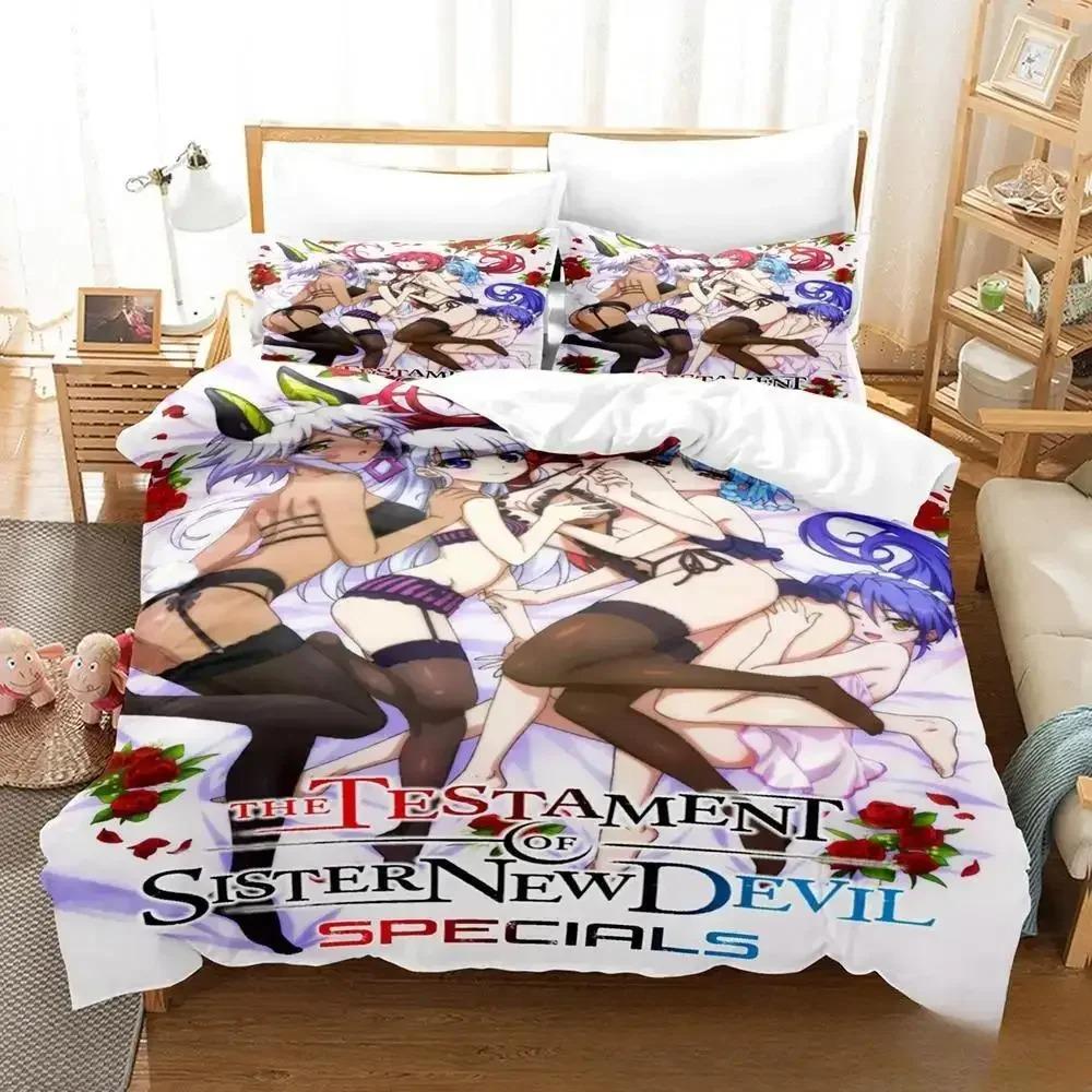Anime Testament of Sister New Devil Sängklädesset, Påslakan Sängset Överkast Kuddfodral, King Queen Twin Size Pojkar Flickor Vuxen