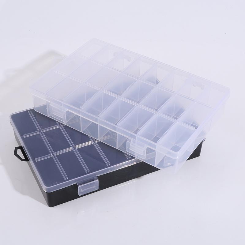Clear Jewelry Box 24 Grids Plastic Bead Storage Container Earrings Organizer