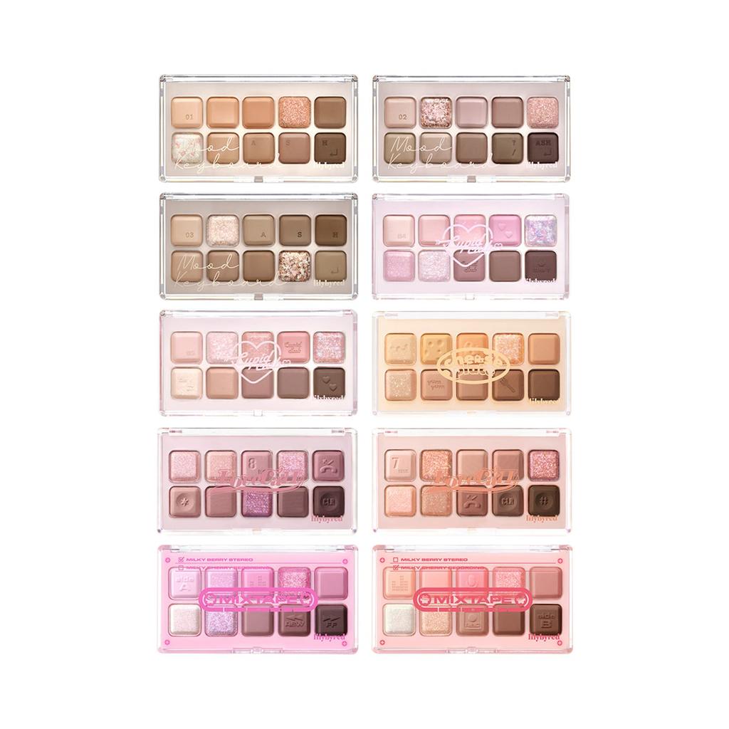 lilybyred Paleta cieni do powiek Mood Keyboard 8 kolorów, 10 wszechstronnych palet kolorów, galaretowata konsystencja z naturalną przyczepnością i rozwojem koloru