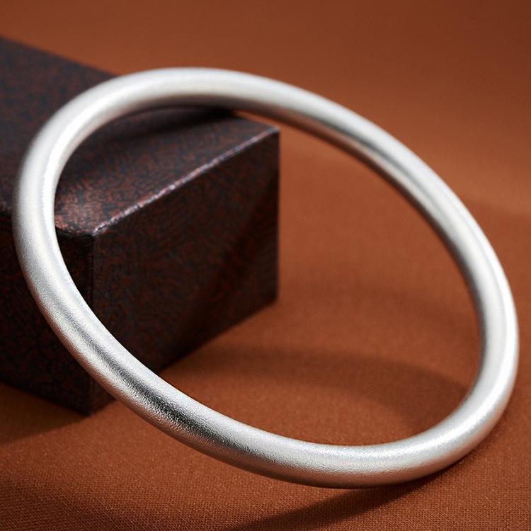 

Solid Matte Pure Silver Women s Bracelet - Ancient Technique, Elegant Design 60mm Matte