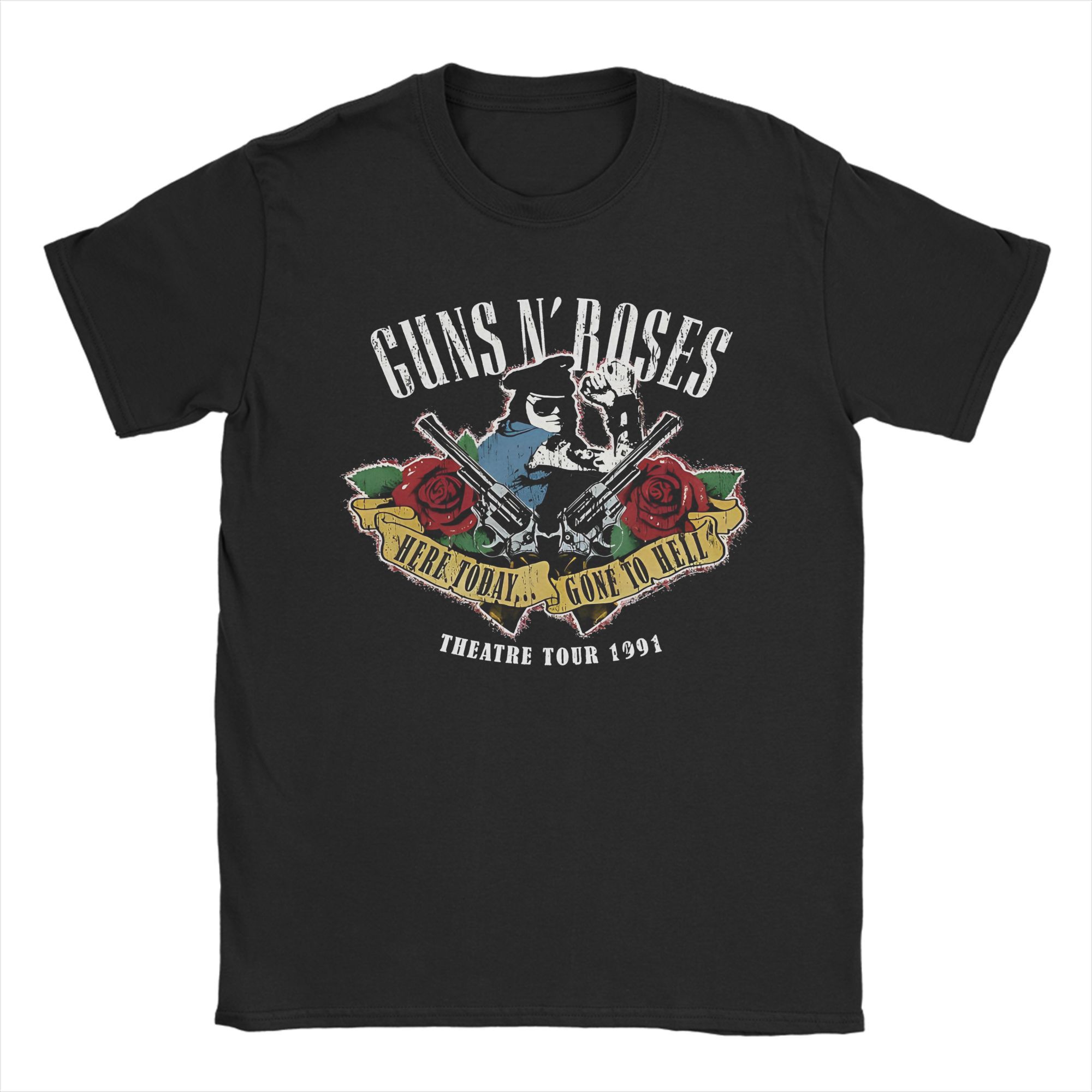 

Мужская футболка с графическим принтом Guns N Roses, футболка из чистого хлопка с круглым вырезом, футболка рок-группы, одежда с коротким рукавом с принтом S