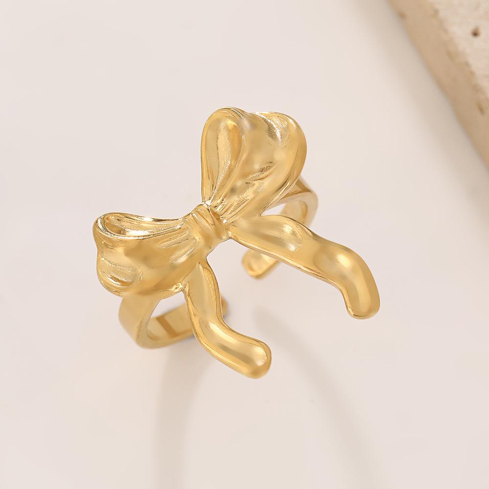 Stainless Steel Gold Color Rings Women Trendy Heart Moon Star Snake Open Rings Geometric Zircon Birthday Gift Wholesale
