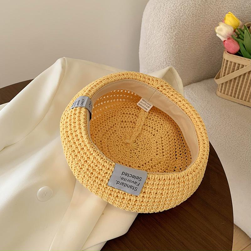 Summer Straw Fashionable Beret Hat For Adults In Assorted Colors With Airy Design