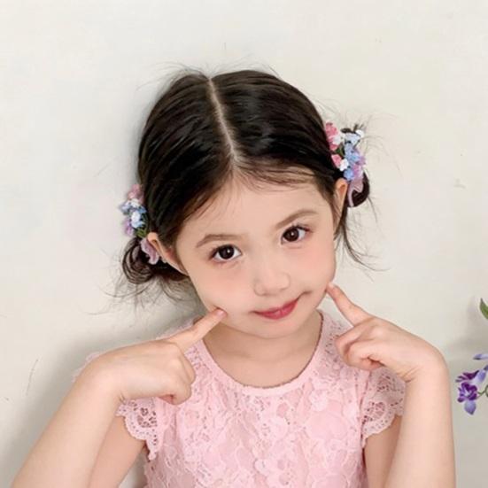 Girl Hairpin Flocking Simulated Gypsophila Bouquet Bow Shape Hair Clip Side Bangs Hair Pin Versatile Hair Accessory