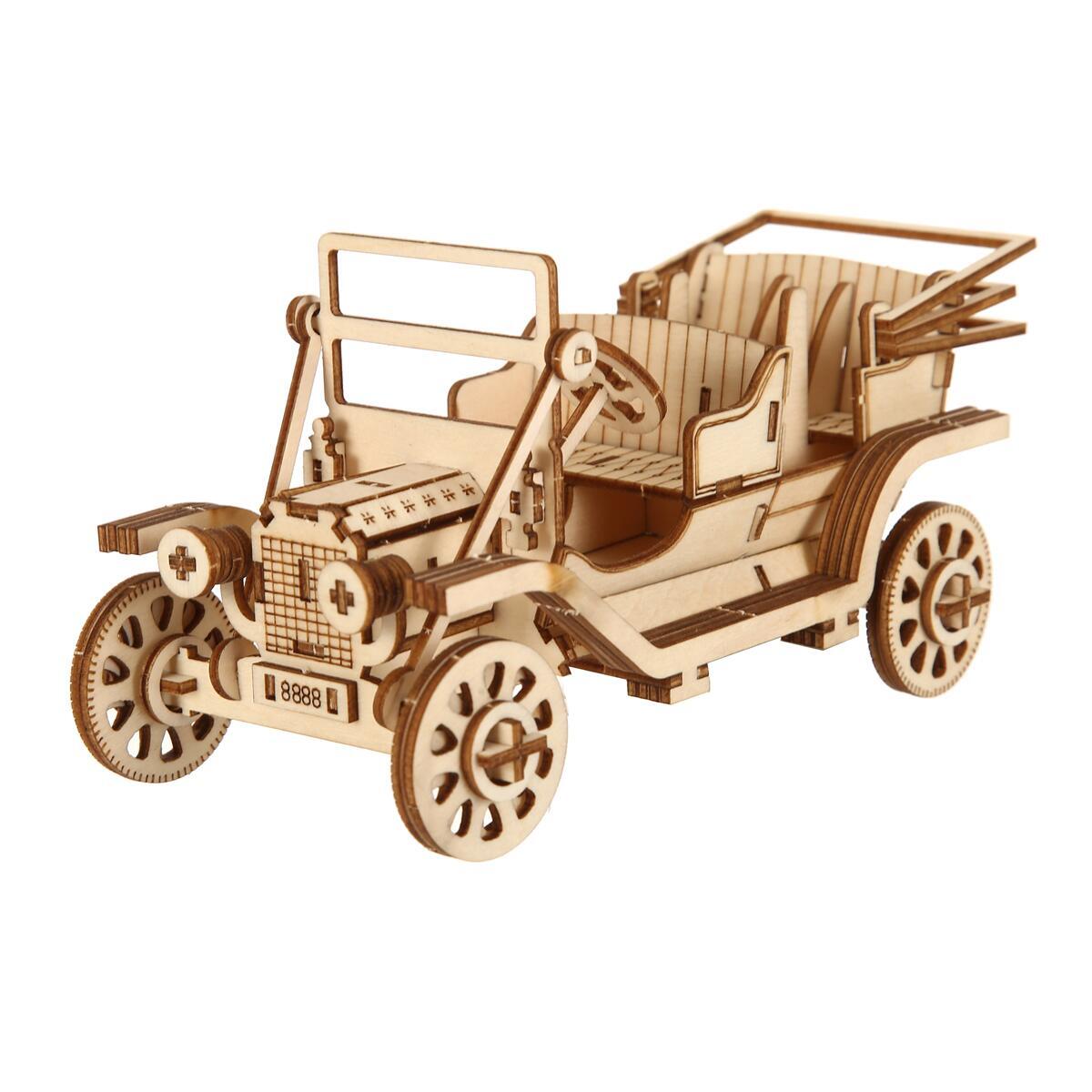 

Build your own classic car 3D wooden puzzle model kit - a fun and educational DIY gift белый