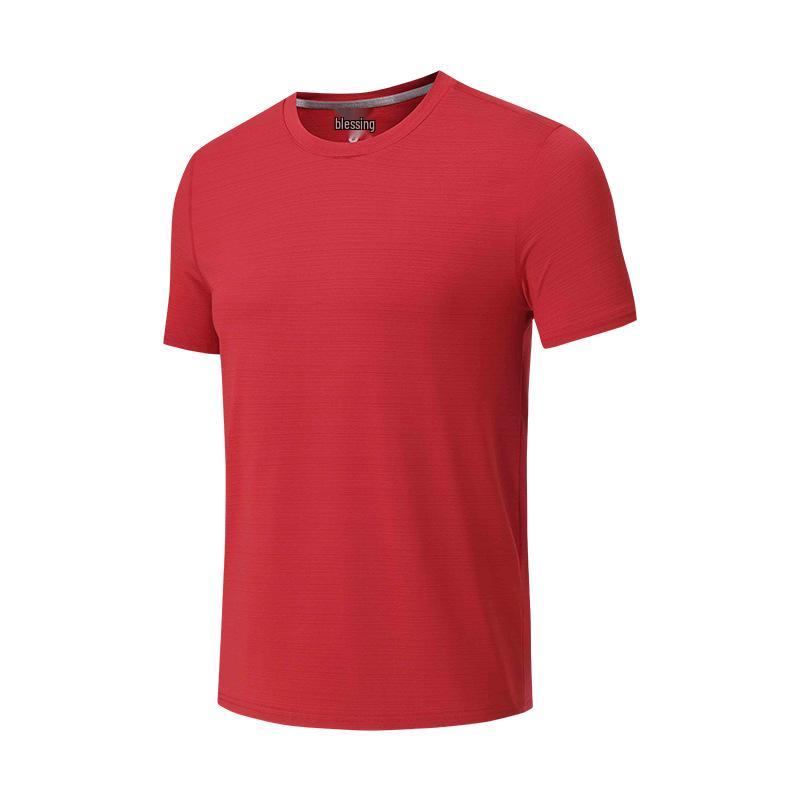 Men's Quick-Dry Short Sleeve Round Neck Sports T-Shirt: Breathable, Elastic, Plus Size Top for Running & Fitness