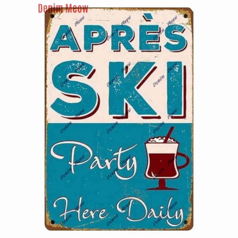 Vintage Ski Patrol Metal Poster, Retro Apres Skiing Tin Sign, Outdoor Winter Sports, Ski Team Printing Decoration, Plates, WY262