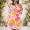 Ladies Plus Size Asymmetric Diagonal Shoulder Long Sleeve Dress