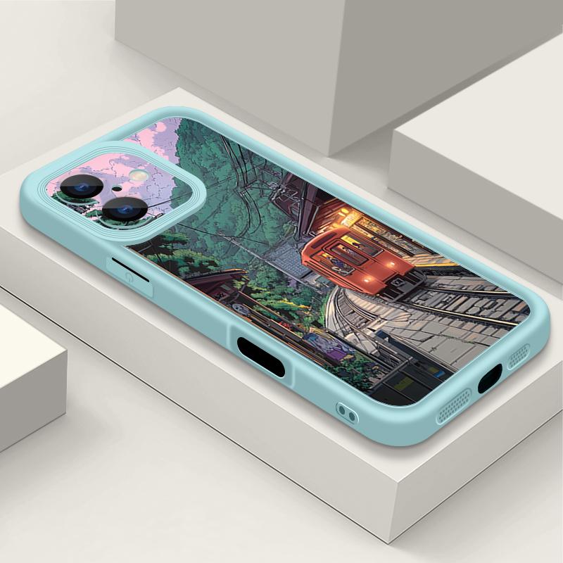 Para iPhone 13 Funda Diseño de Tren Marino de Anime Cubierta Suave de TPU Silicona Para iPhone 14 15 Pro Max 12 11 16e Funda iPhone 16 Pro Max