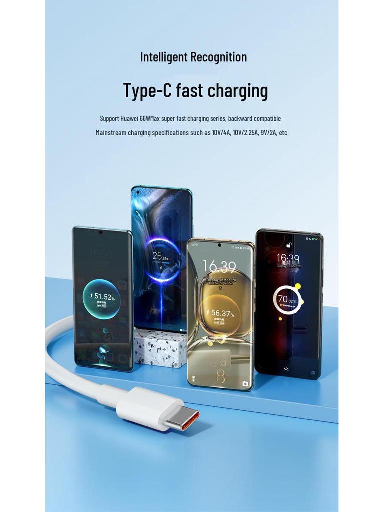 Kompatibles 66W Typ-C Super-Schnellladekabel für Huawei, Oppo, Honor, Vivo und universelle Android-Geräte.