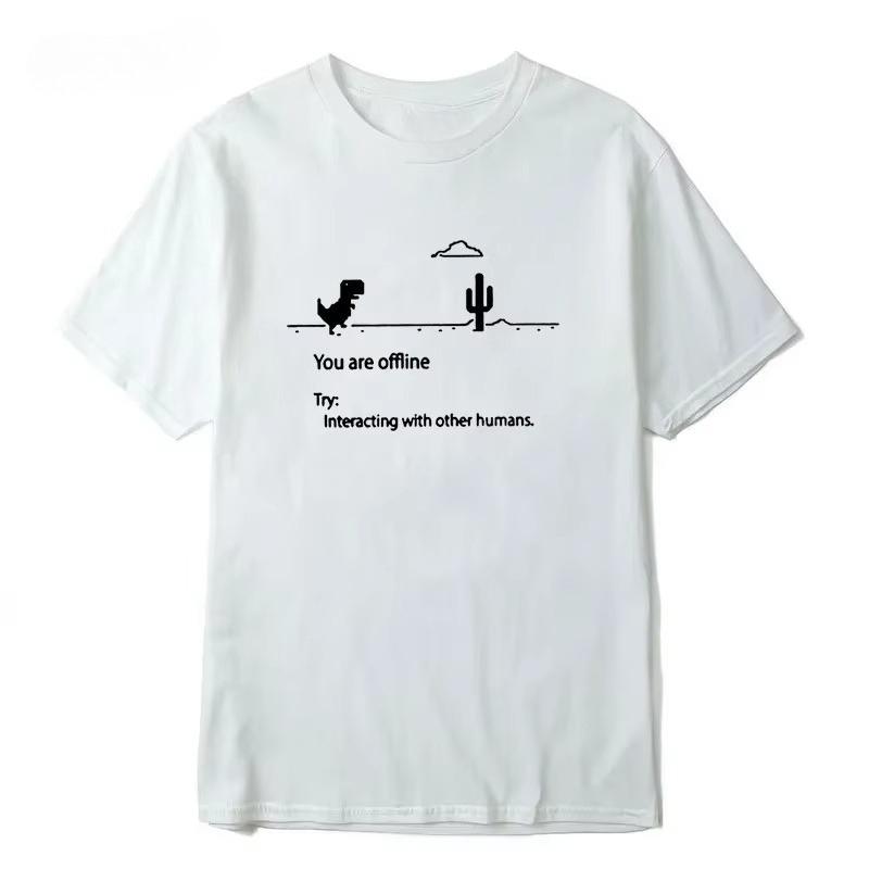 2025 nuova T-shirt da uomo di alta qualità in cotone con stampa divertente di dinosauri, vestibilità larga, girocollo, maglietta da uomo a maniche corte, magliette da uomo
