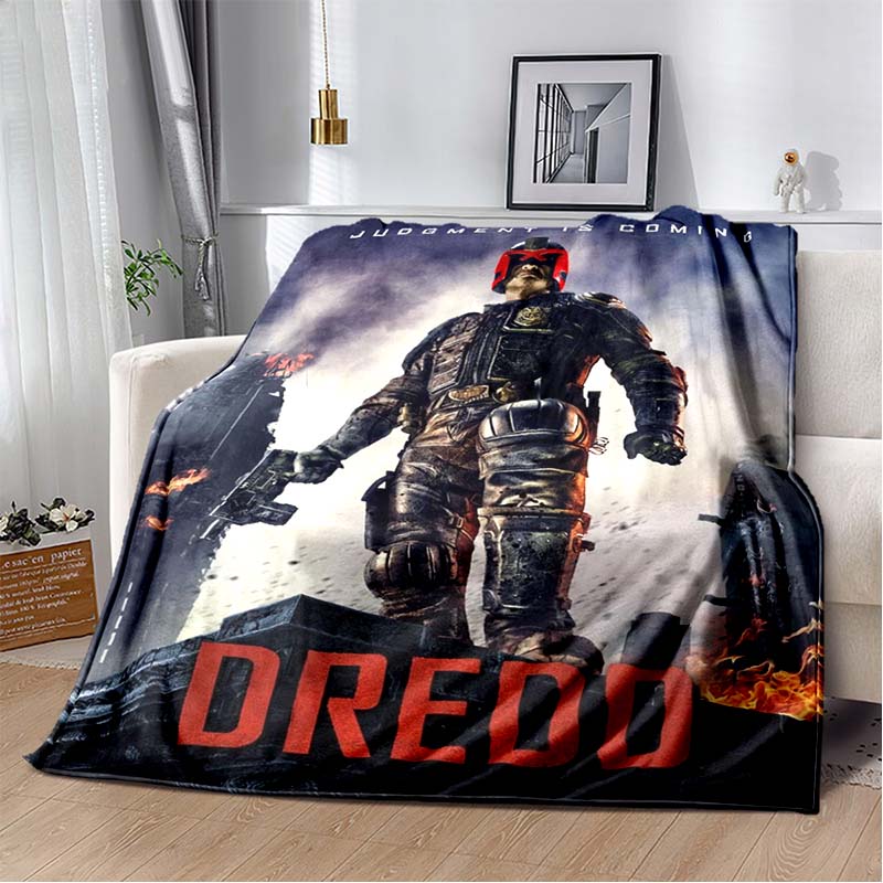 Dredd Judge Helmet Fire Movie Poster Print Soft Flannel Throw Blanket Warm Sofa Couch Bed Home Decor Cover For Action Fans