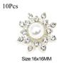 10 Stück Schneeflocken-Cabochon-Metallbasis, Strass, glitzernde Strass-Knöpfe für Kleidung, Schuhe, Taschen, Zubehör, DIY-Handwerk, 16 x 16 mm