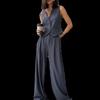 V Neck Sleeveless Waistcoat Vest Drape Wide Leg Suit Pants Casual Suit Vest Wide Leg Pant Set