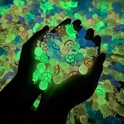 Mini Luminous Turtle Figurines Micro Landscape Resin Crafts Glowing Tiny Turtle Miniatures DIY Garden Decoration Ornaments Gift