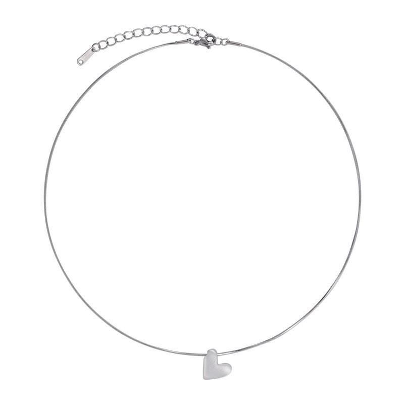 Minimalist Geometric Pendant Necklace Women Stainless Steel Snake Chain With Heart Irregular Shape Alloy Charm