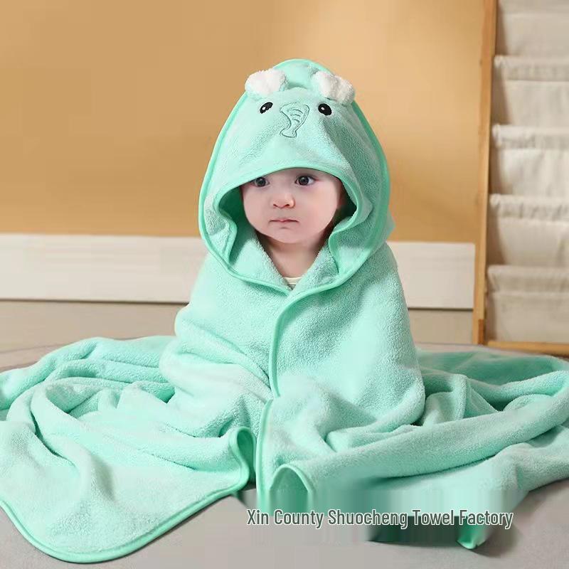Newborn Hooded Coral Fleece Swaddle Blanket - Absorbent, Universal for All Seasons