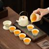 Enterprise high-end guest reception ceramic tea set light luxury opening Ru kiln gift box boutique set