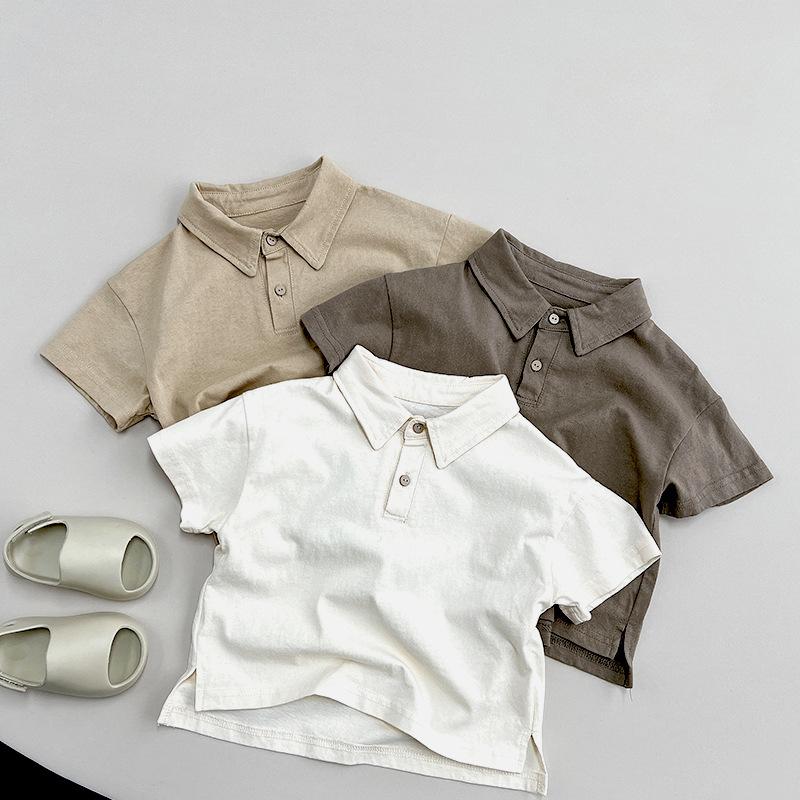 Children's Short Sleeved T-shirt Boys' Polo Shirt Summer Girls' Korean Versatile and Personalized Top Minimalist Style