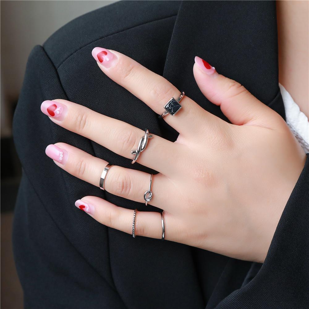New fashionable personalized open turquoise 1-piece combination ring women's European and American joint ring tail ring set
