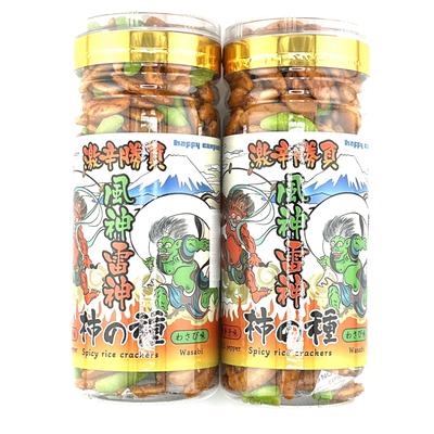 Happy Company Super Spicy Snacks Kakinotane Fujin Raijin 110g X 2 Set Spicy Piquant Chili Super Spicy Wasabi Super Spicy Kakinotane Chili Pepper a